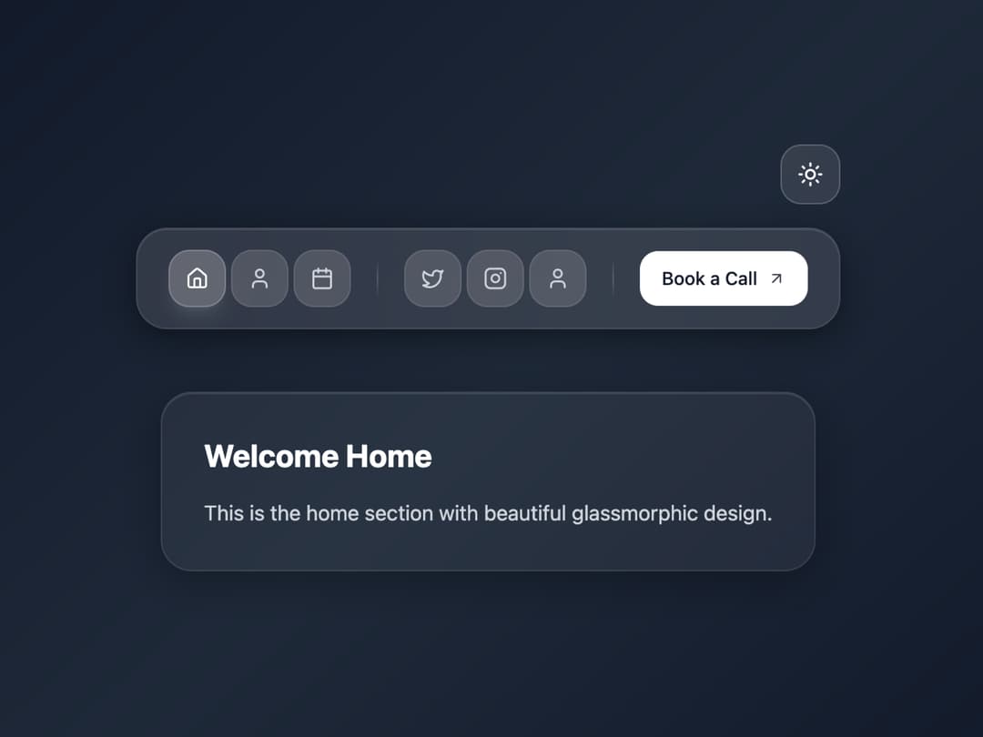 Navigation Bar / Menu Bar with card preview