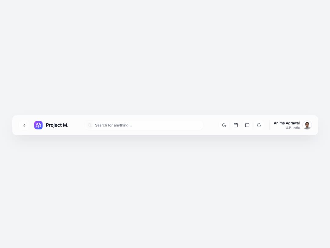Navigation Bar / Menu Bar with profile and search preview