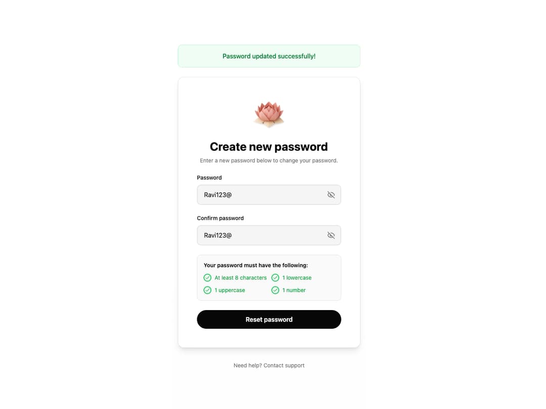 Password Reset Form preview