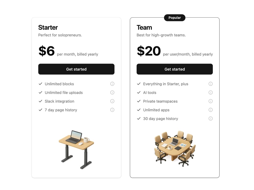 Pricing Section preview