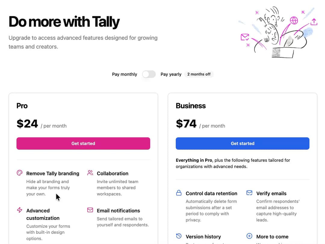 Pricing Sections preview