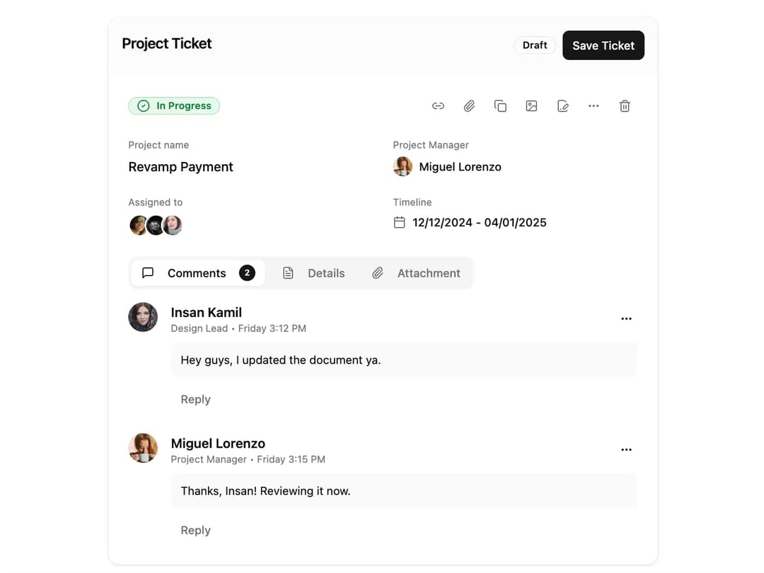 Project Ticket Card preview