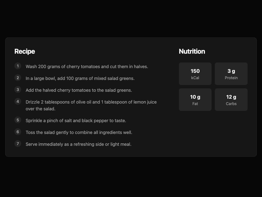 Recipe Card preview
