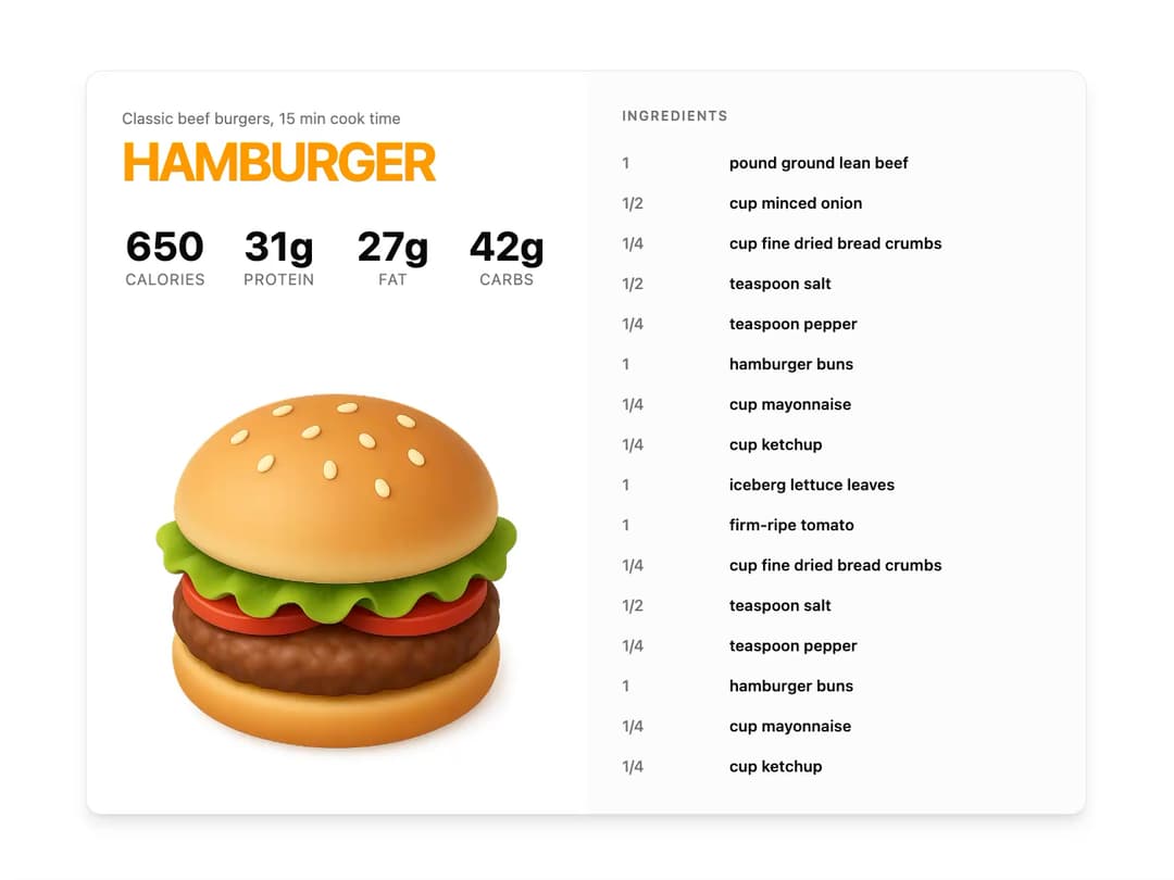 Recipe Card preview