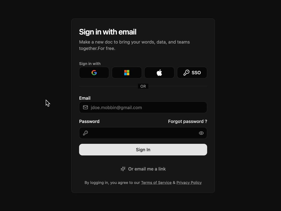 Sign In preview