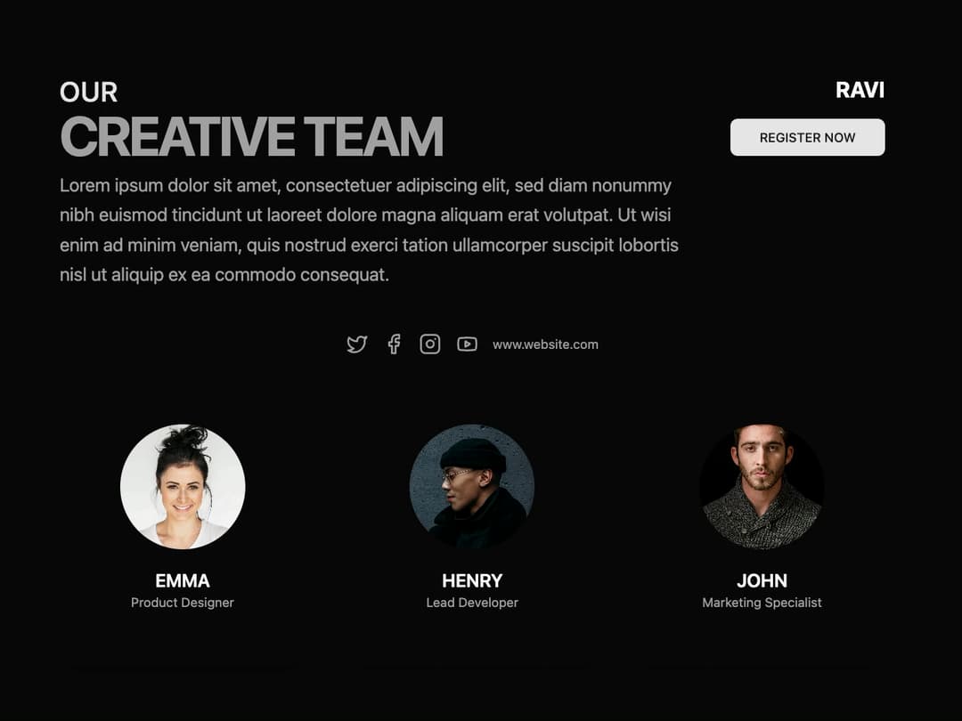 Team Section preview