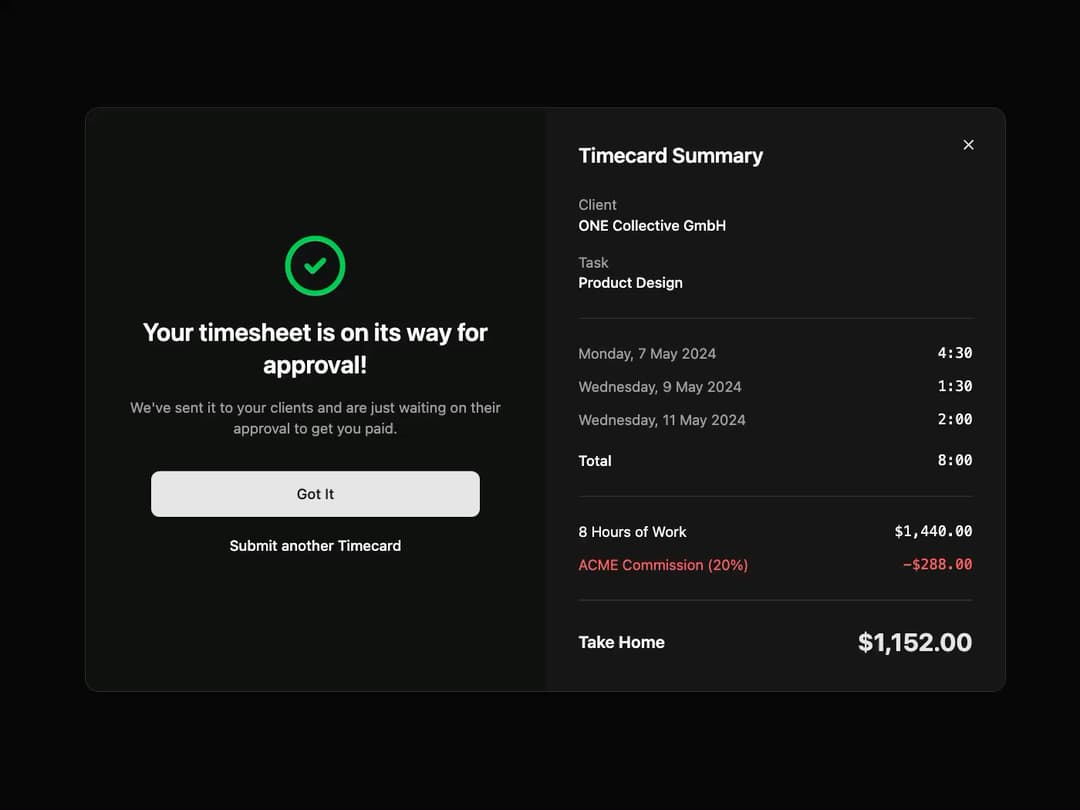 Timesheet Confirmation preview