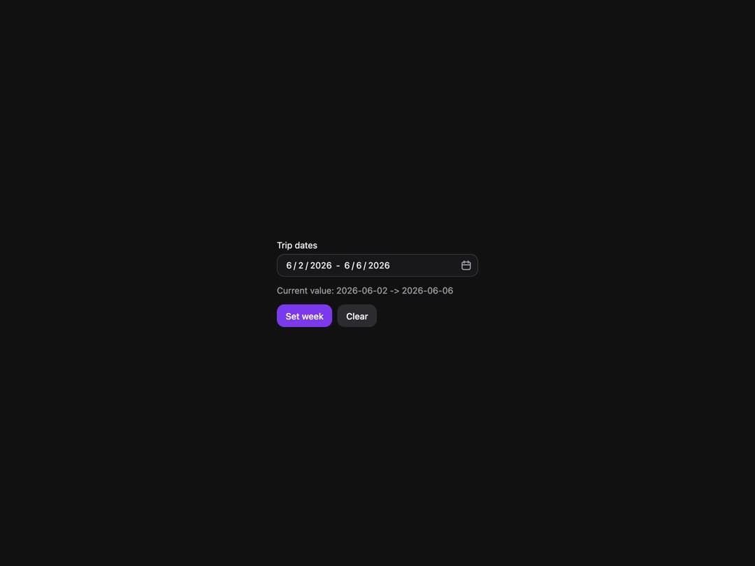 DateRangePicker preview