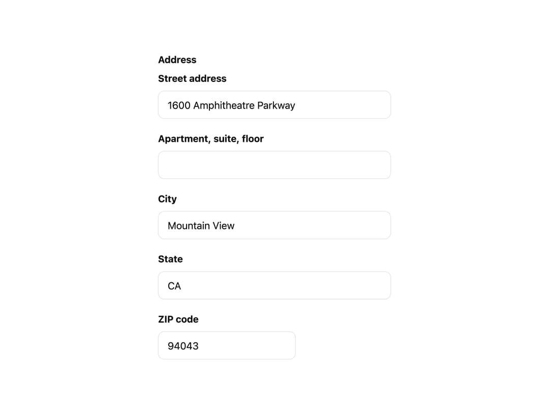 Address Input preview