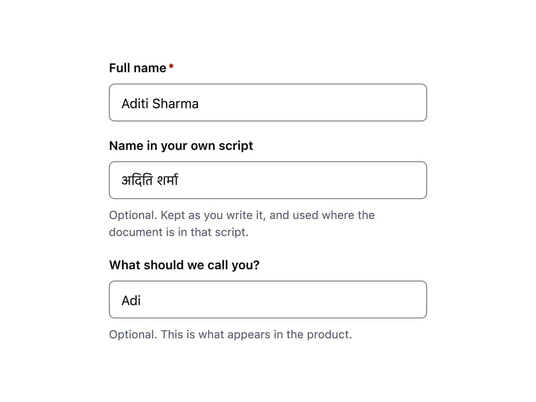 Name Input preview
