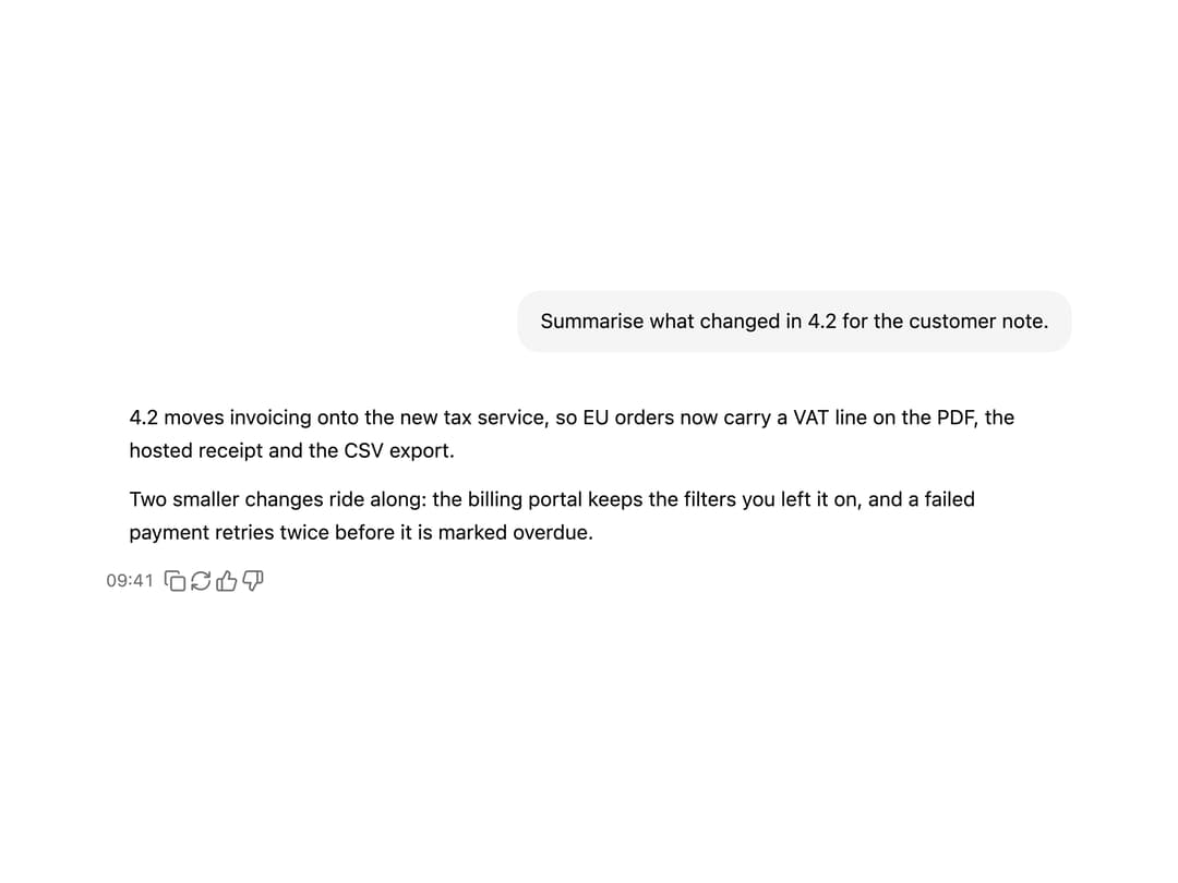Message Reply Actions preview