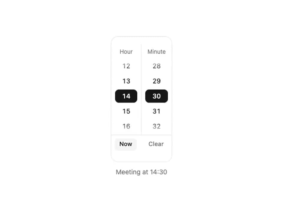 ReUI time picker - Inline time panel preview