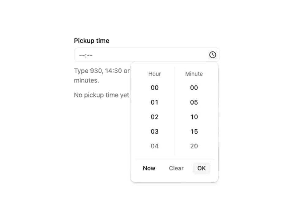 ReUI time picker - Typable time input preview