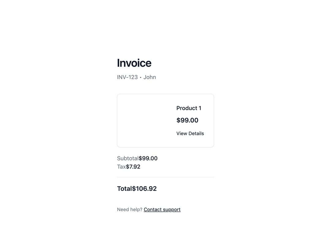 Stripe Receipt Email preview