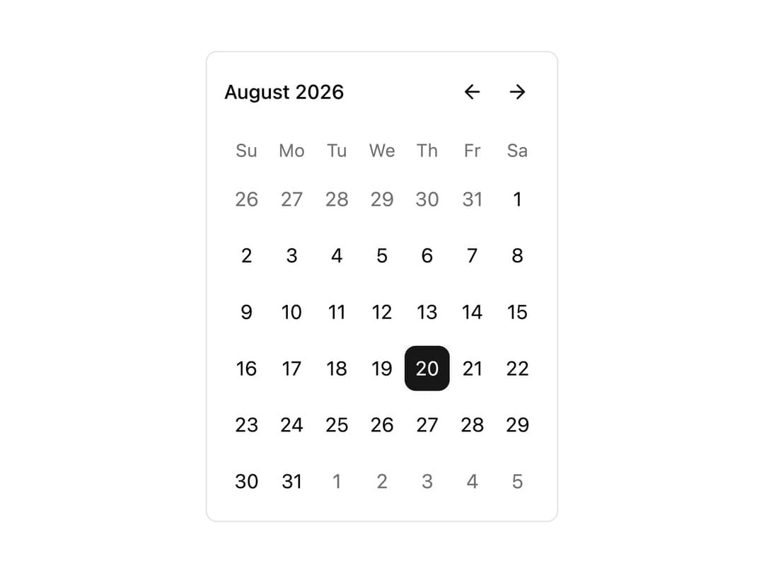 Right Side Navigation Calendar preview