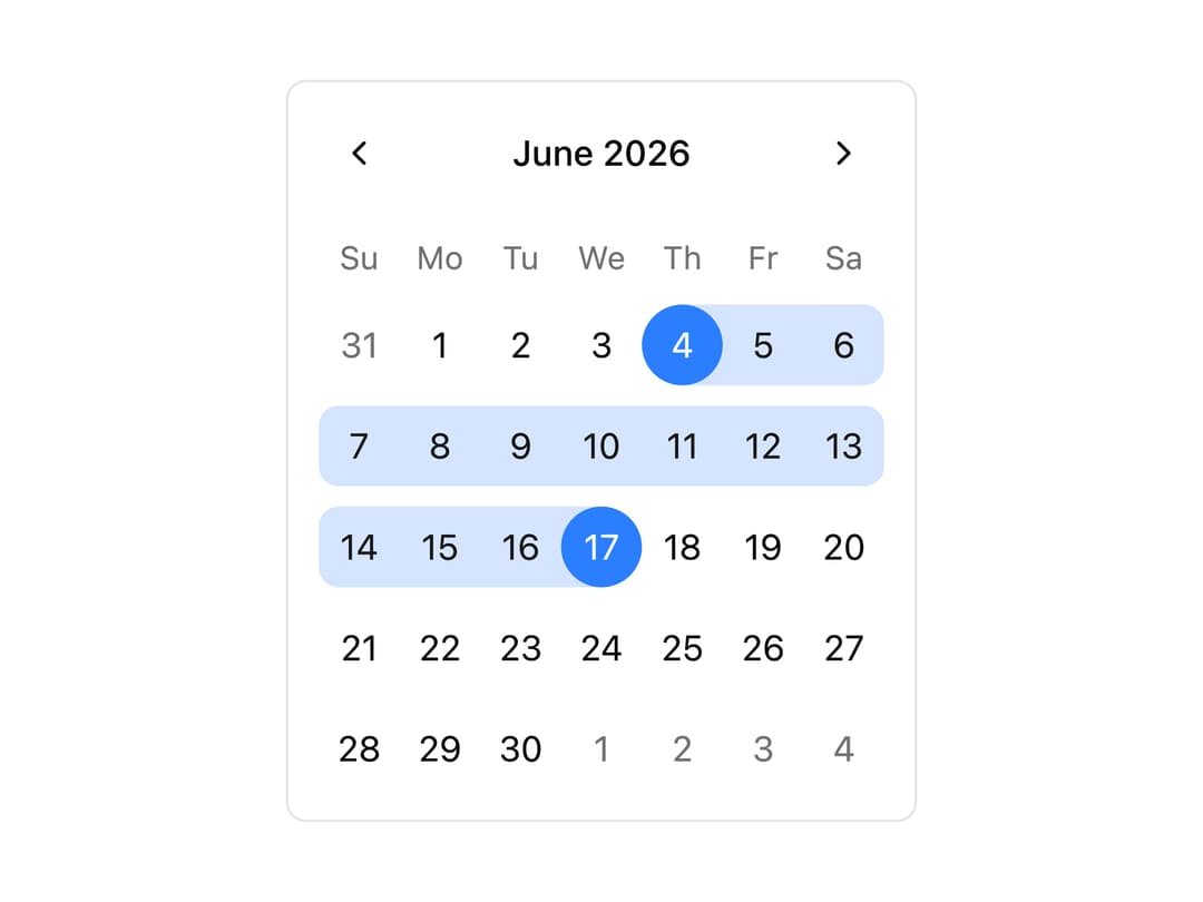 Range Select Calendar preview