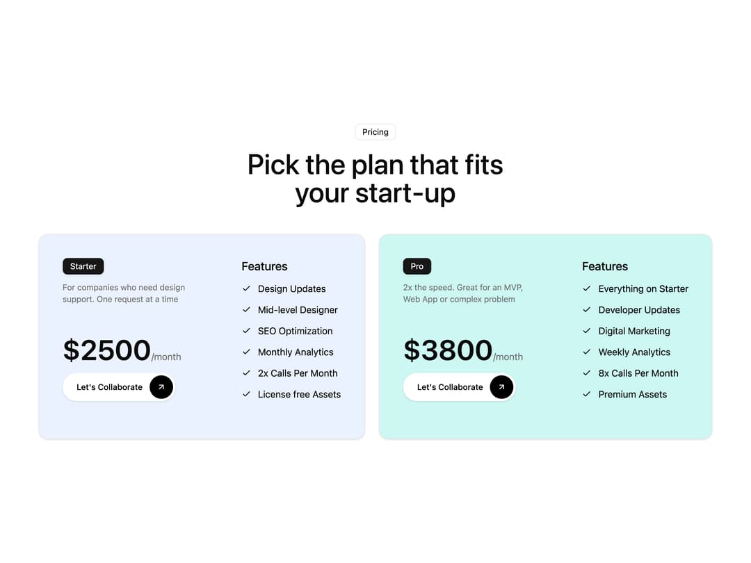 Startup Pricing Plans preview