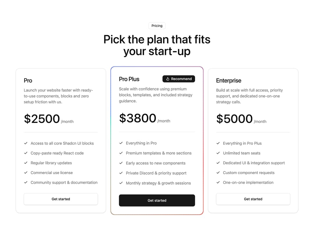 Scalable Pricing Table preview