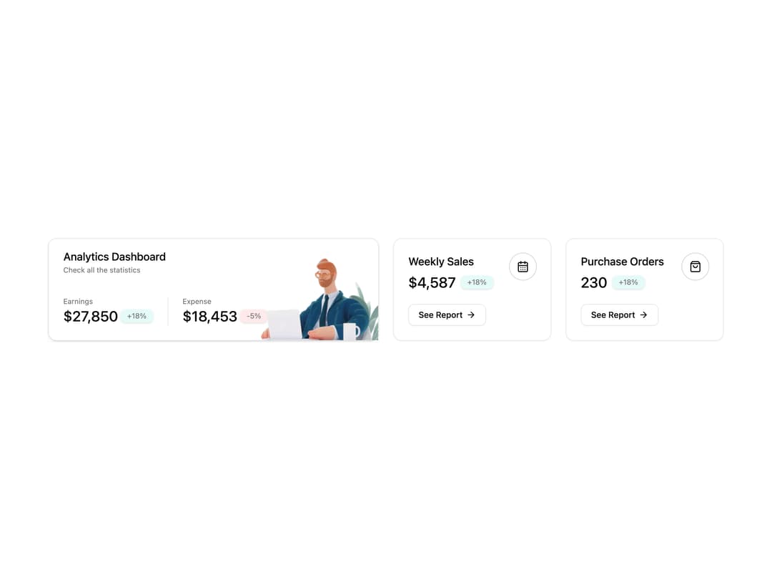 Statistics KPI Summary Cards preview