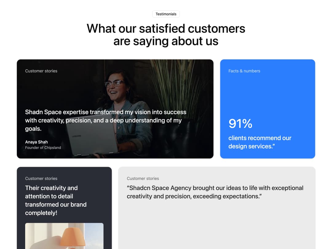 Bento Grid Testimonials preview