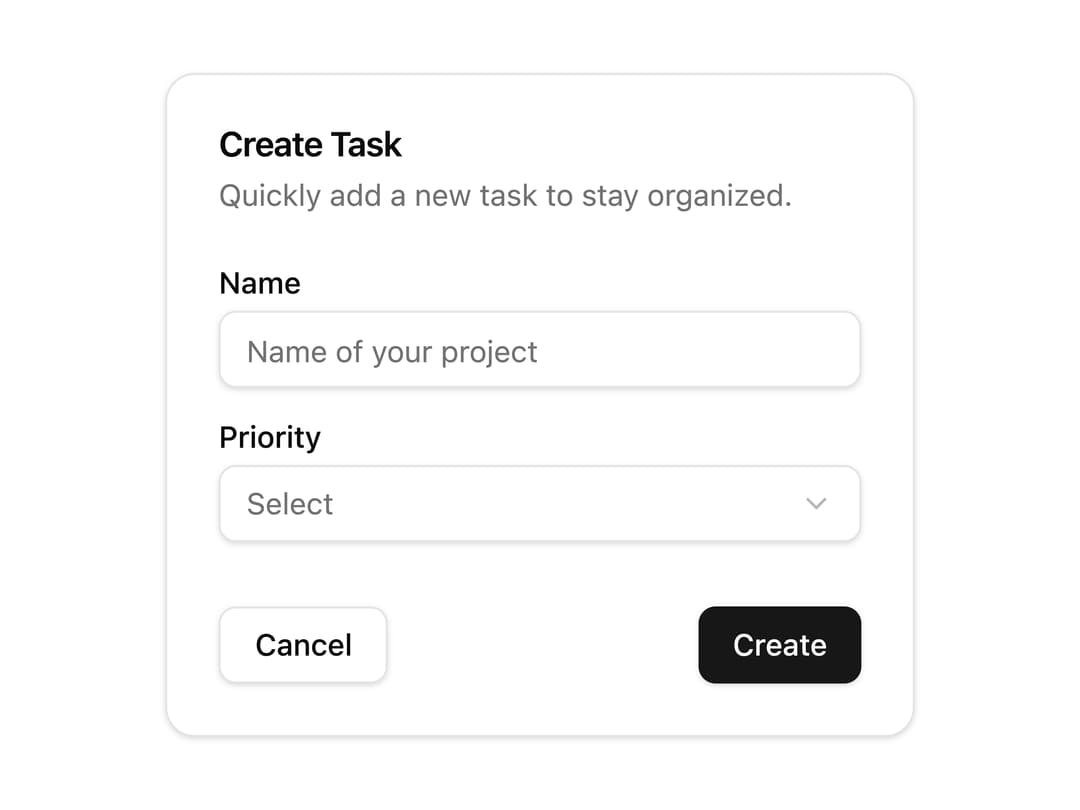 Task Creation Card preview