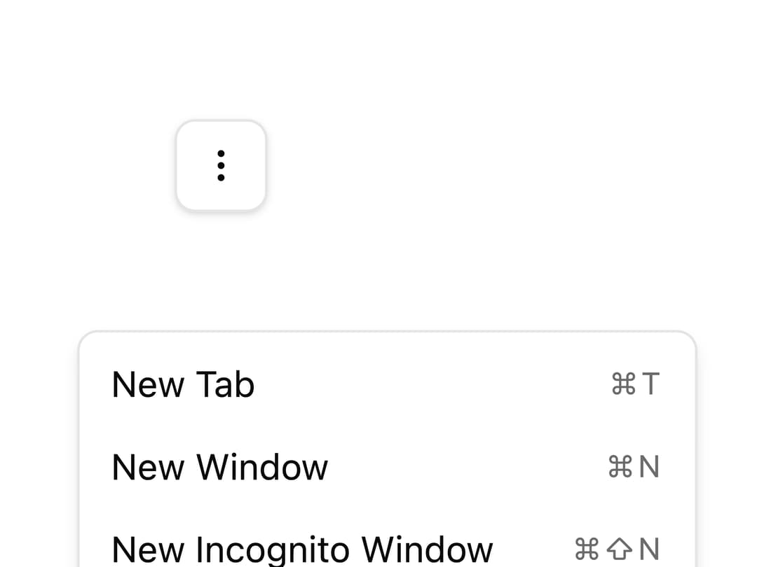 Dropdown Menu with Shortcuts preview