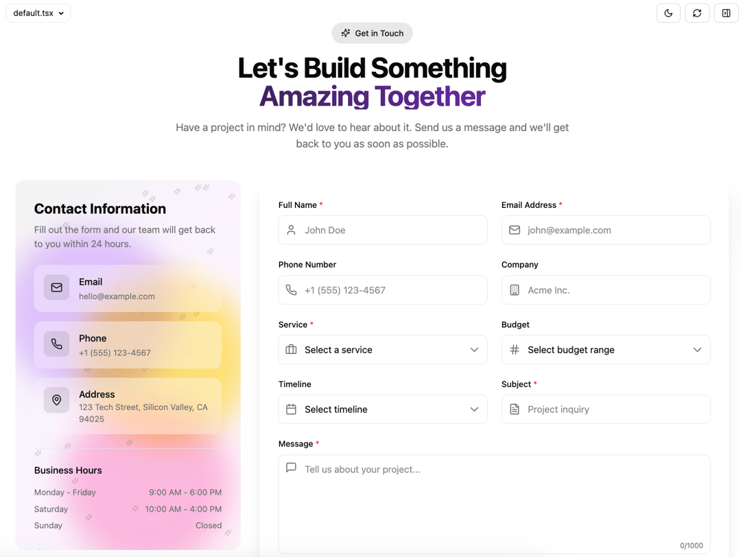 contact form preview