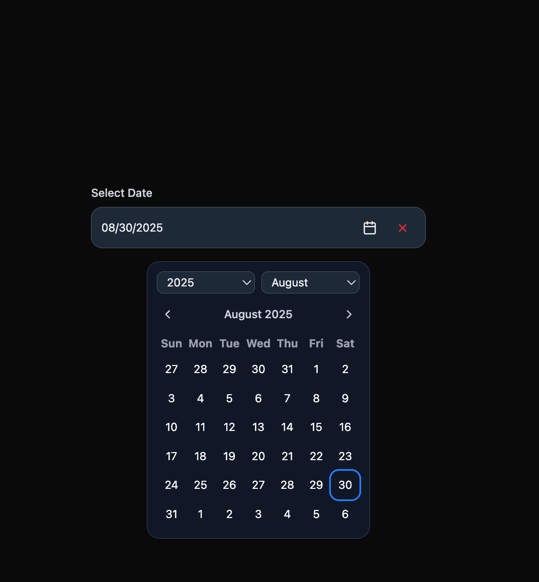 Date Picker preview