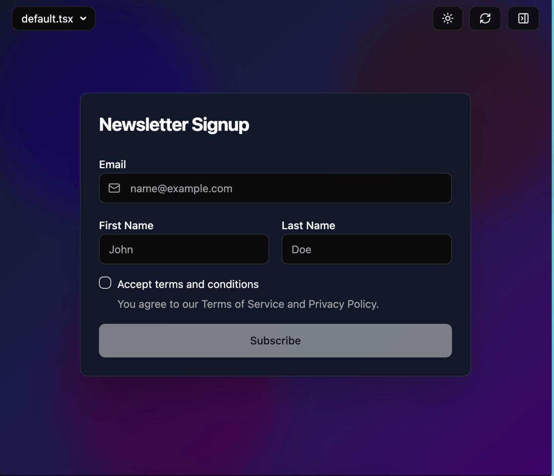 newsletter signup preview