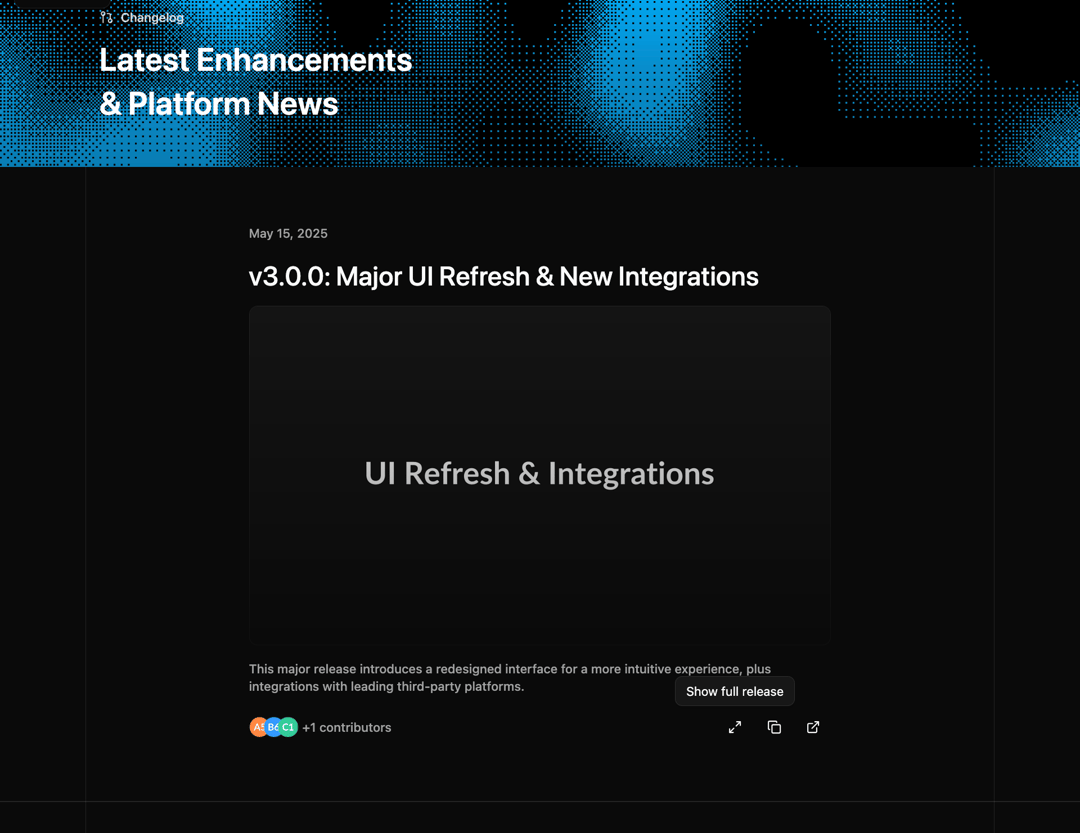 Interactive Changelog With Dialog preview