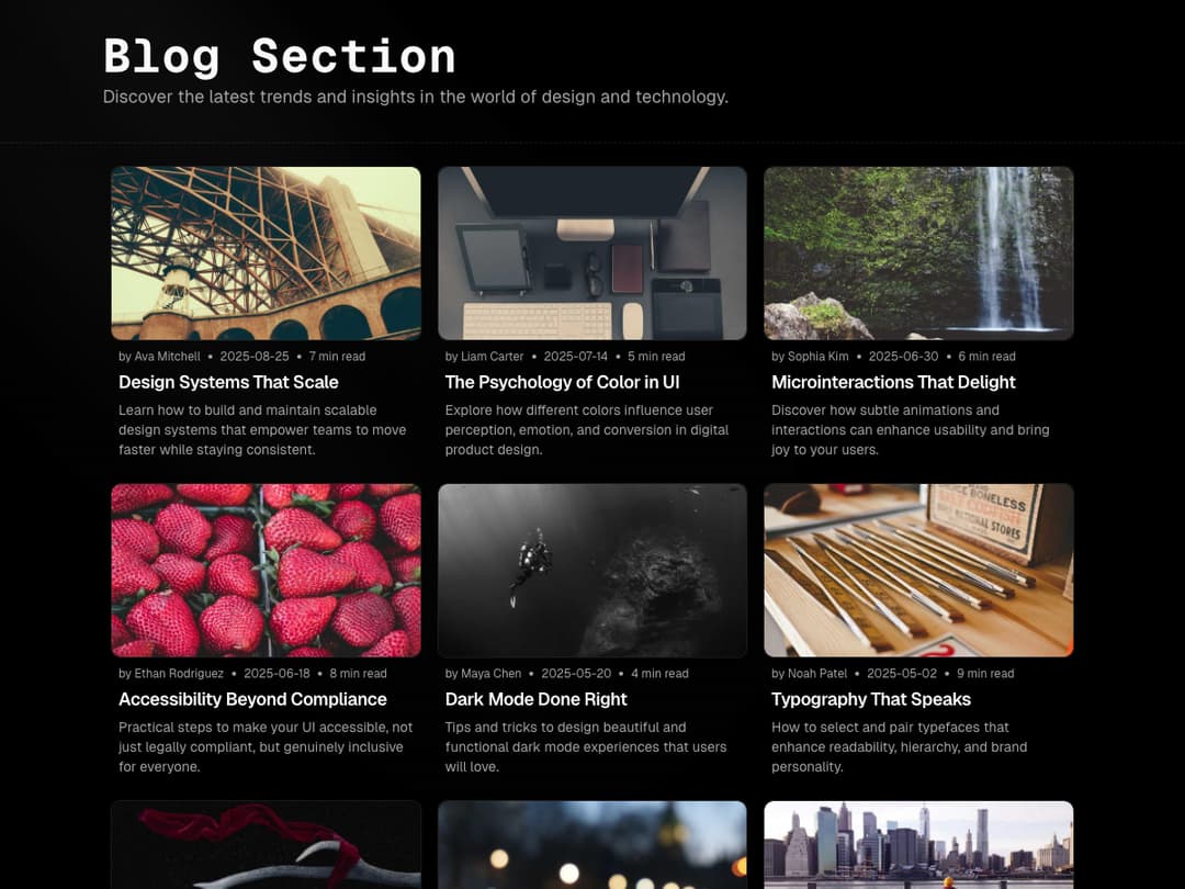 Blog Section preview