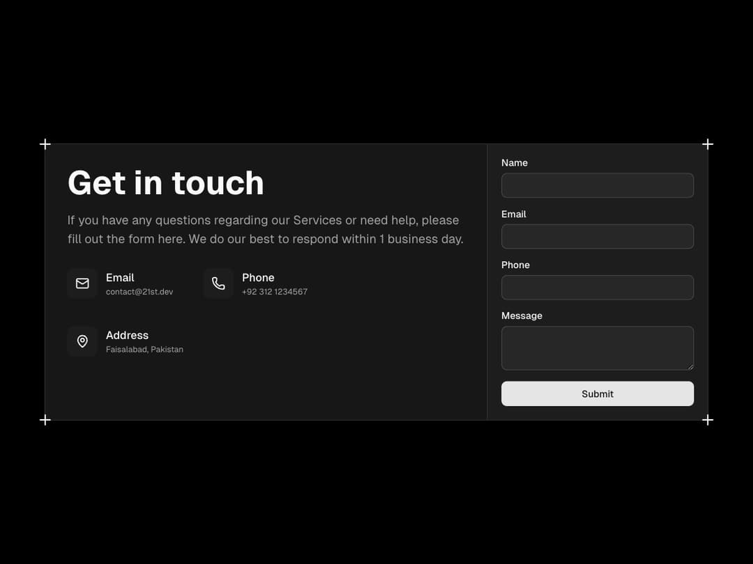 Contact Card preview