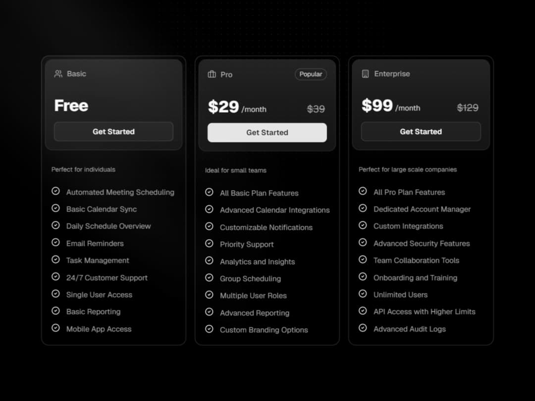 Pricing Card preview