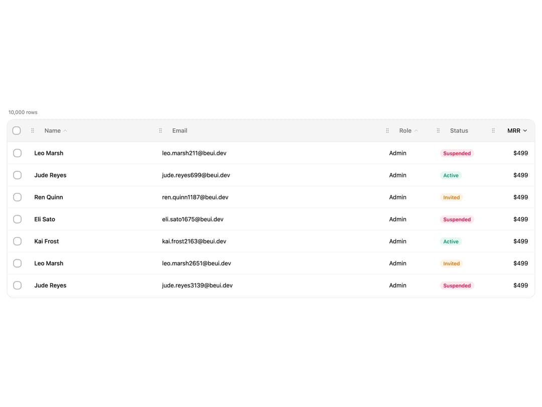 Editable Data Table preview