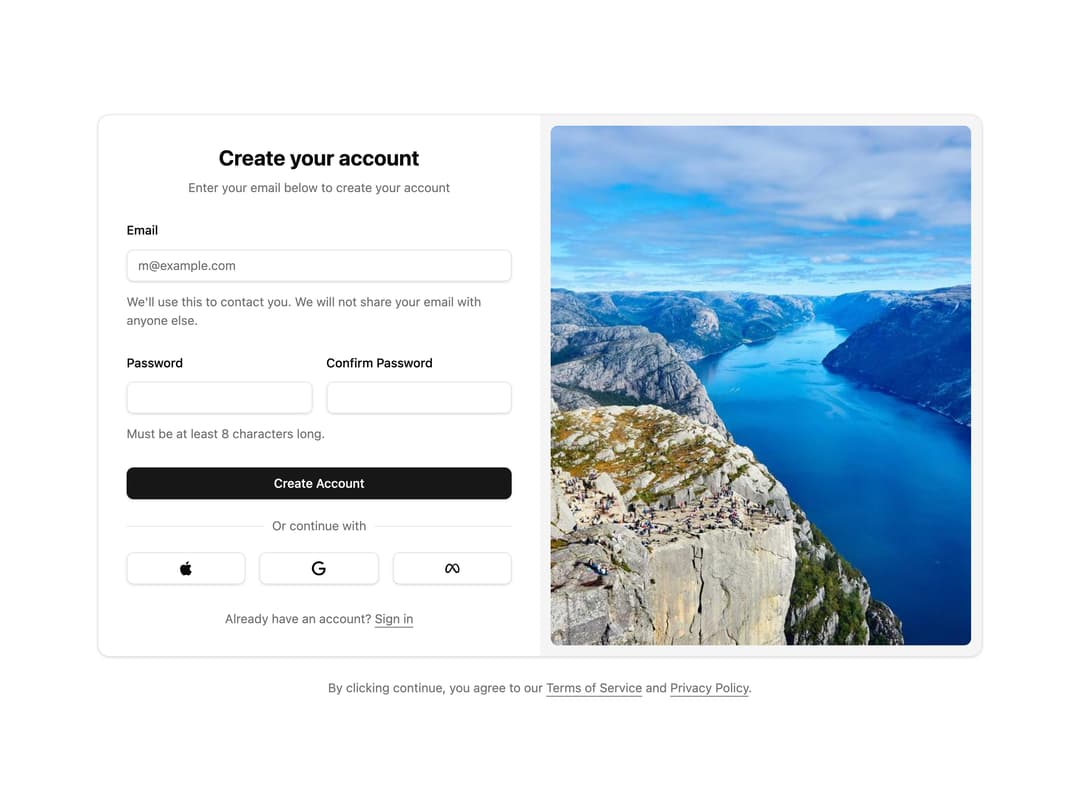 Signup Form Split preview