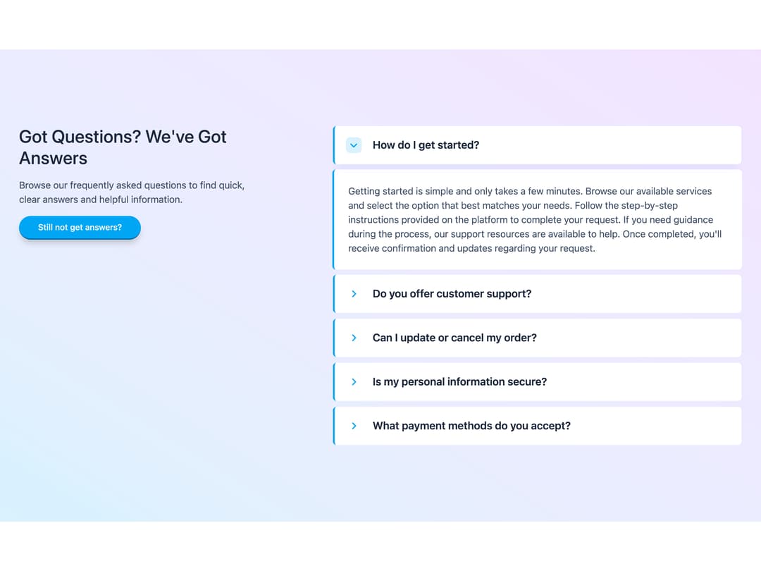 FAQ Split Accent preview