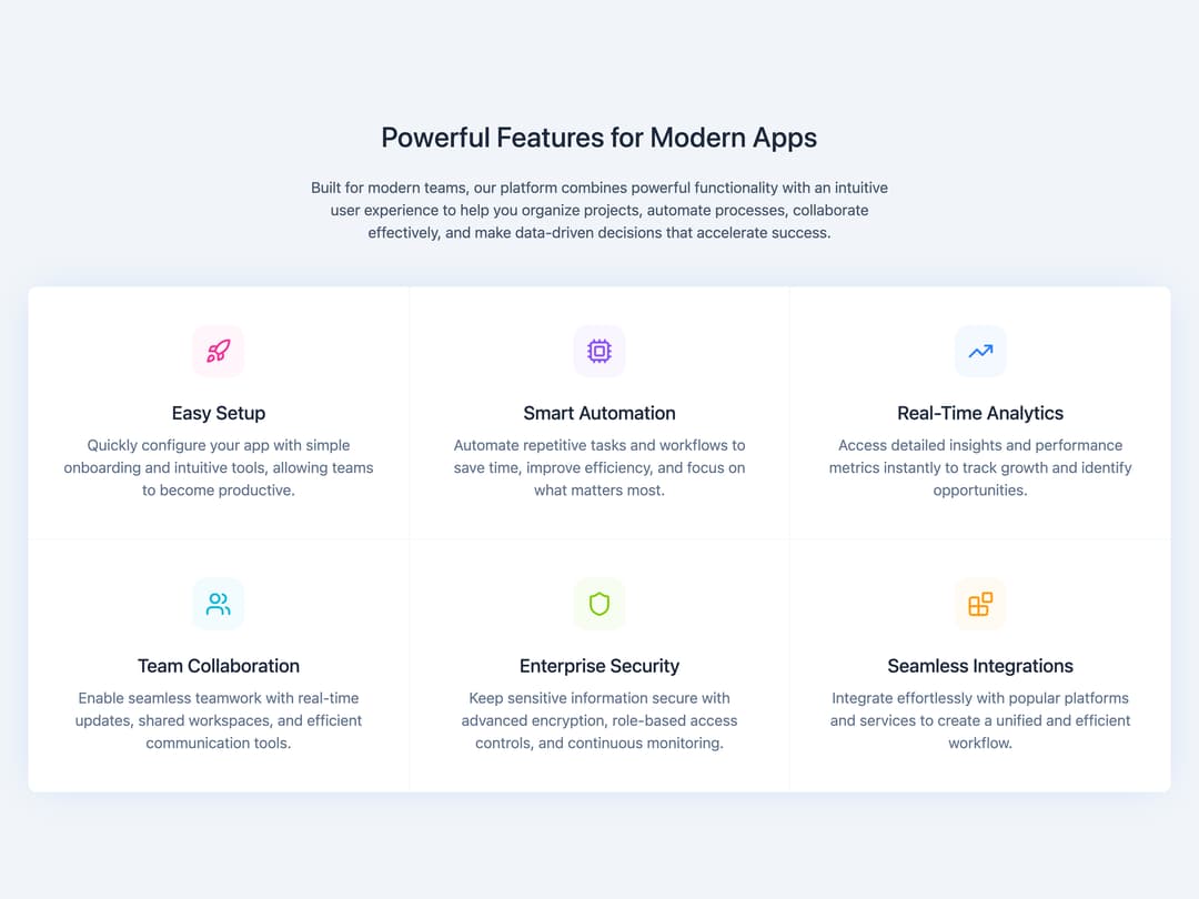 Feature Grid Section preview