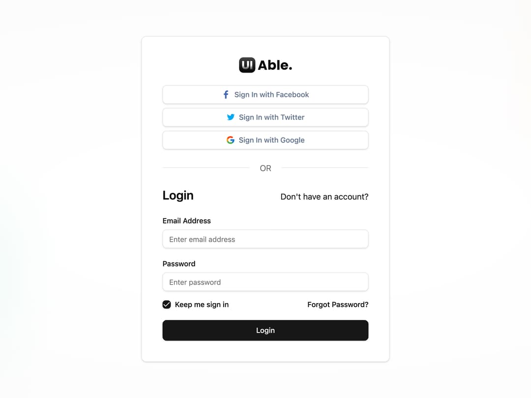 Login Form with Social Providers preview