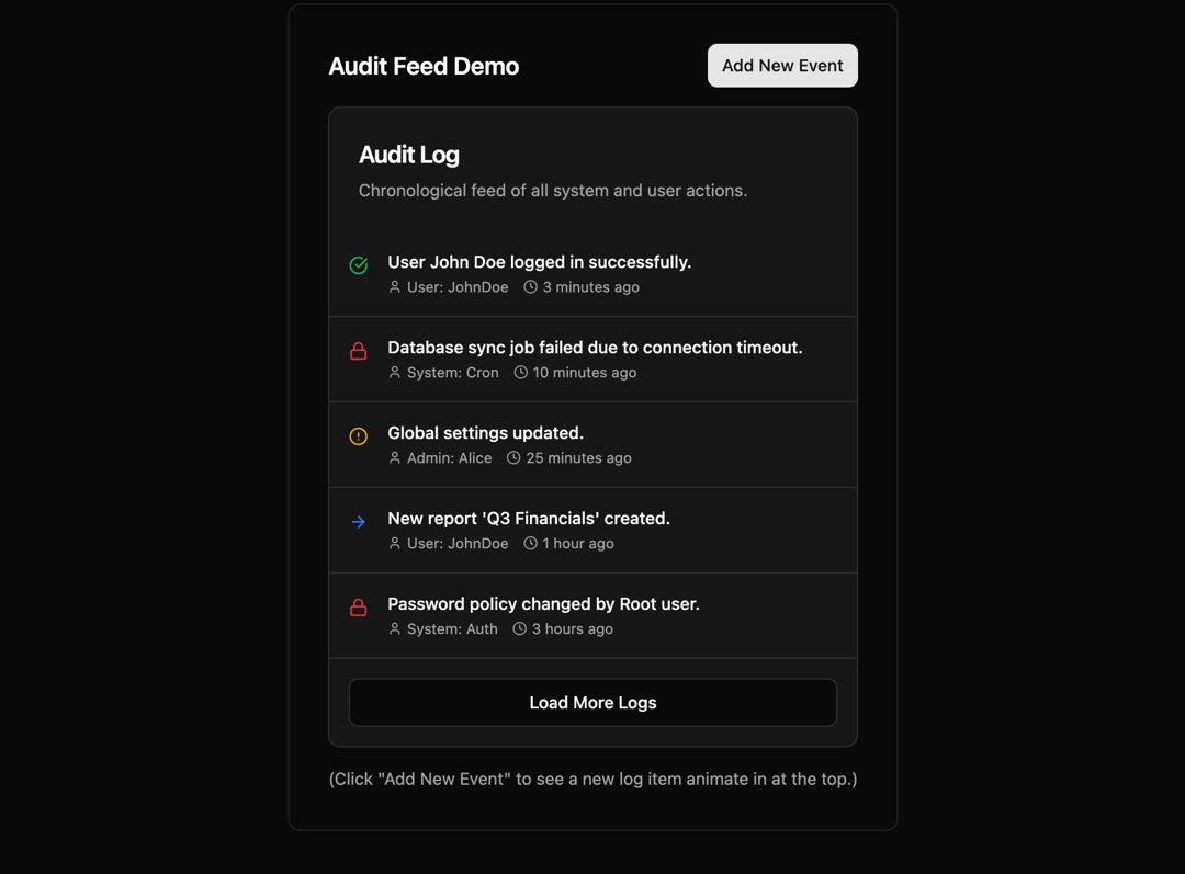 Audit Feed preview