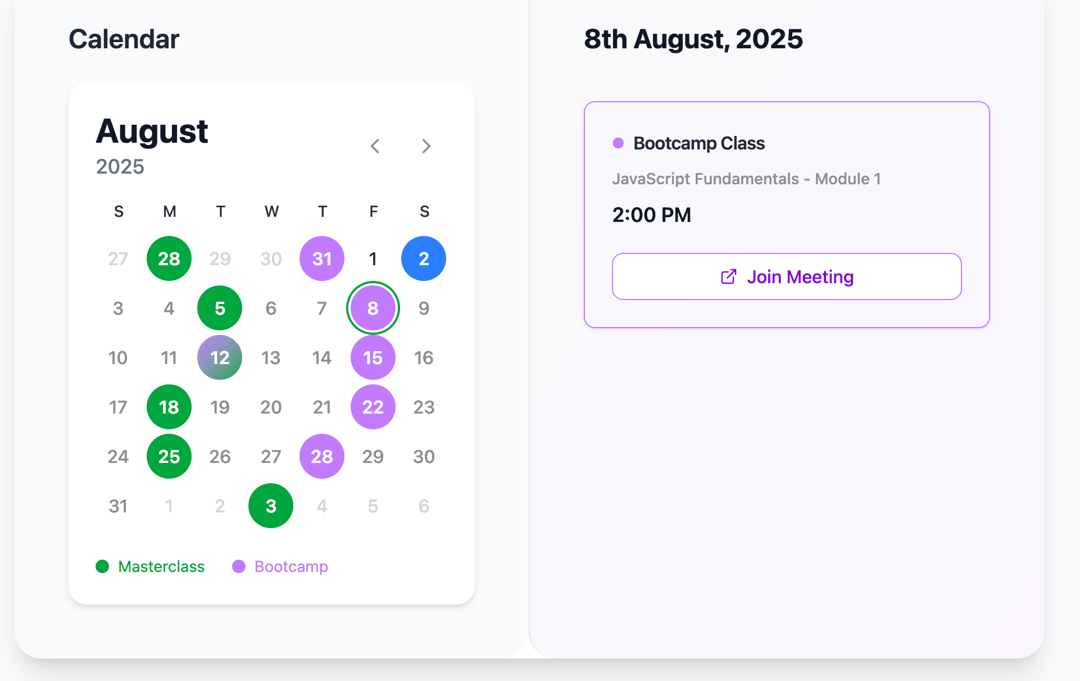 Calender for event preview