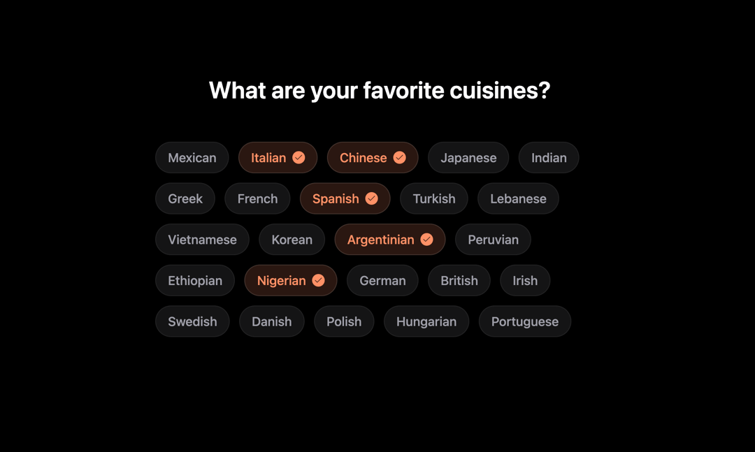 Cuisine Selector Chips preview