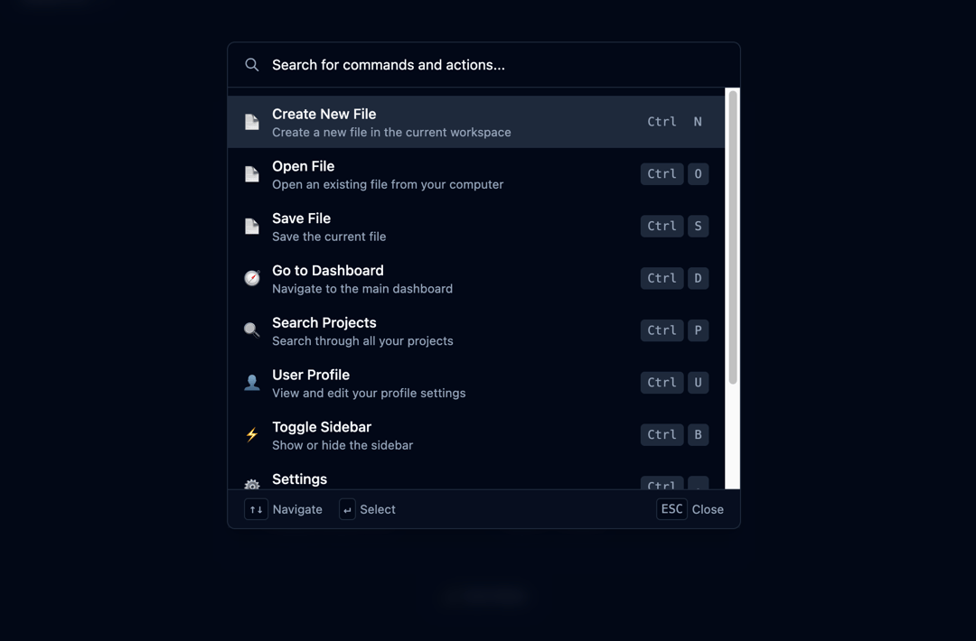 Interactive Command Palette preview