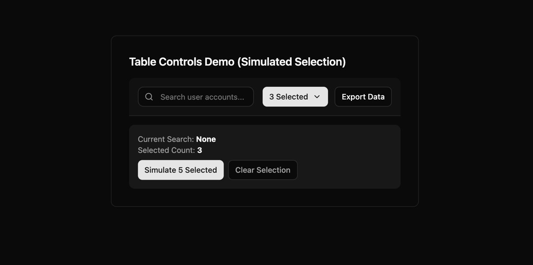 Table Controls preview
