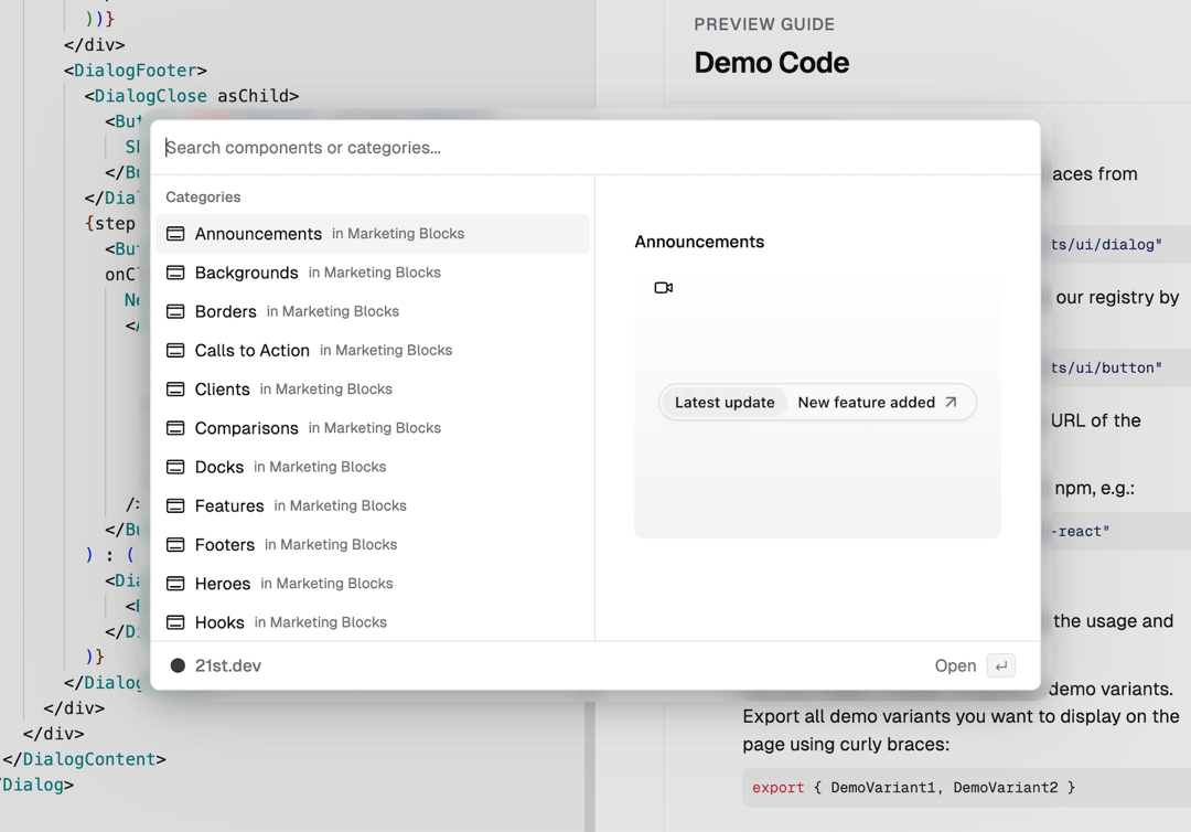 Dialog with Glassmorphic Container preview