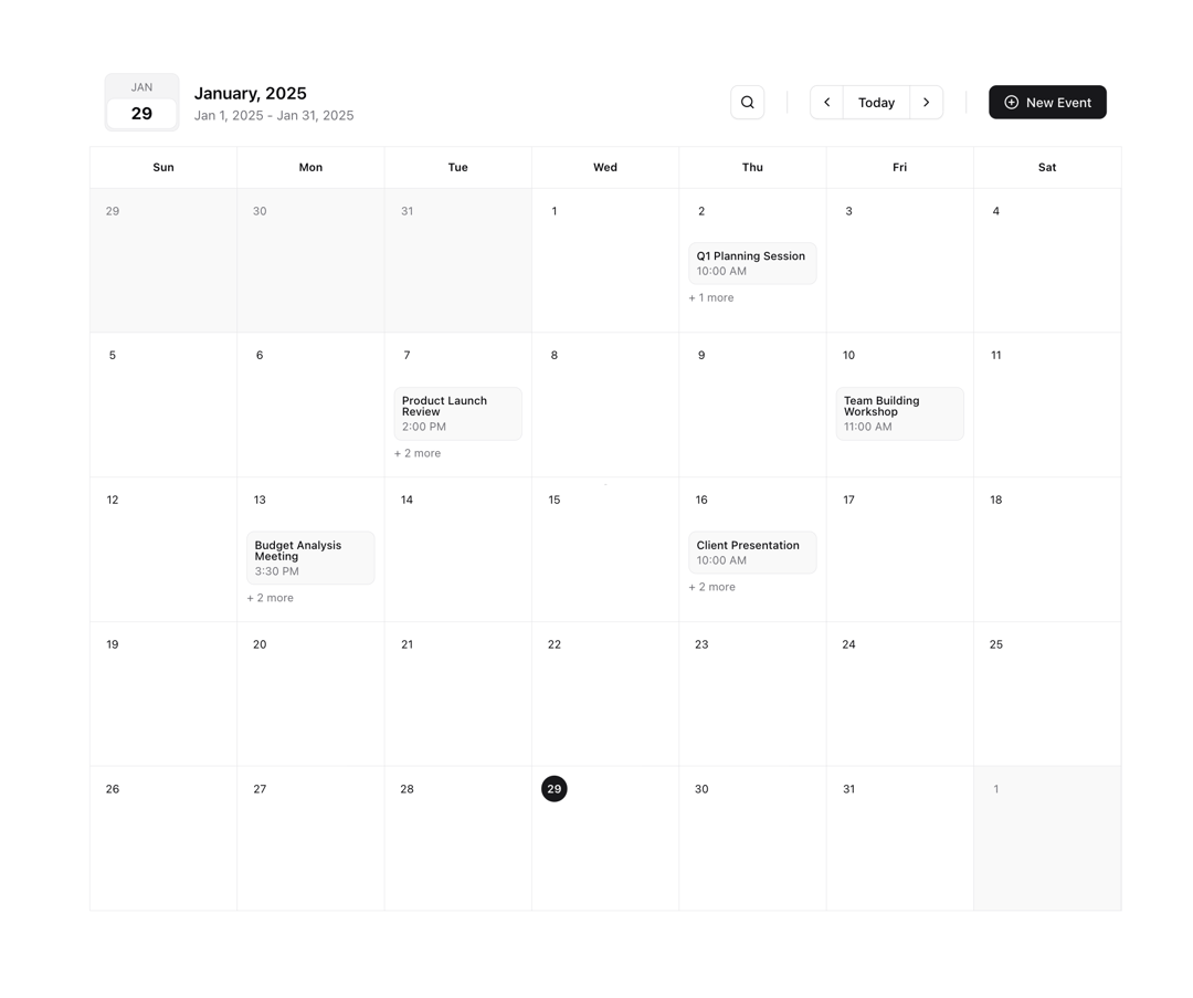 Fullscreen Calendar preview