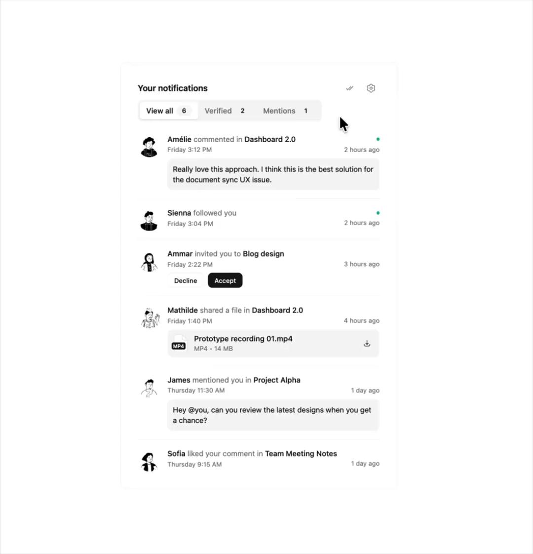 Notifications Menu preview