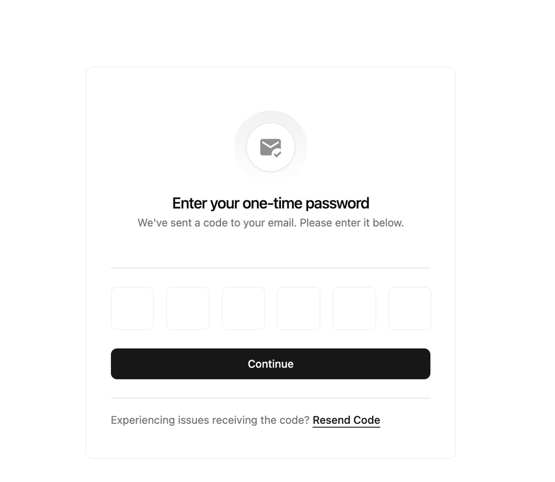 One Time Password Sign In Card preview