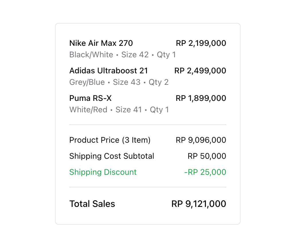 Order Summary preview