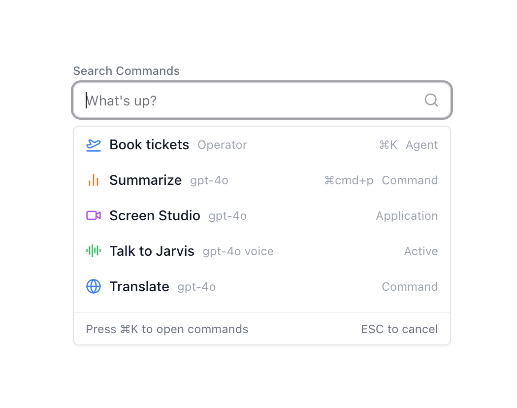 Action Search Bar preview
