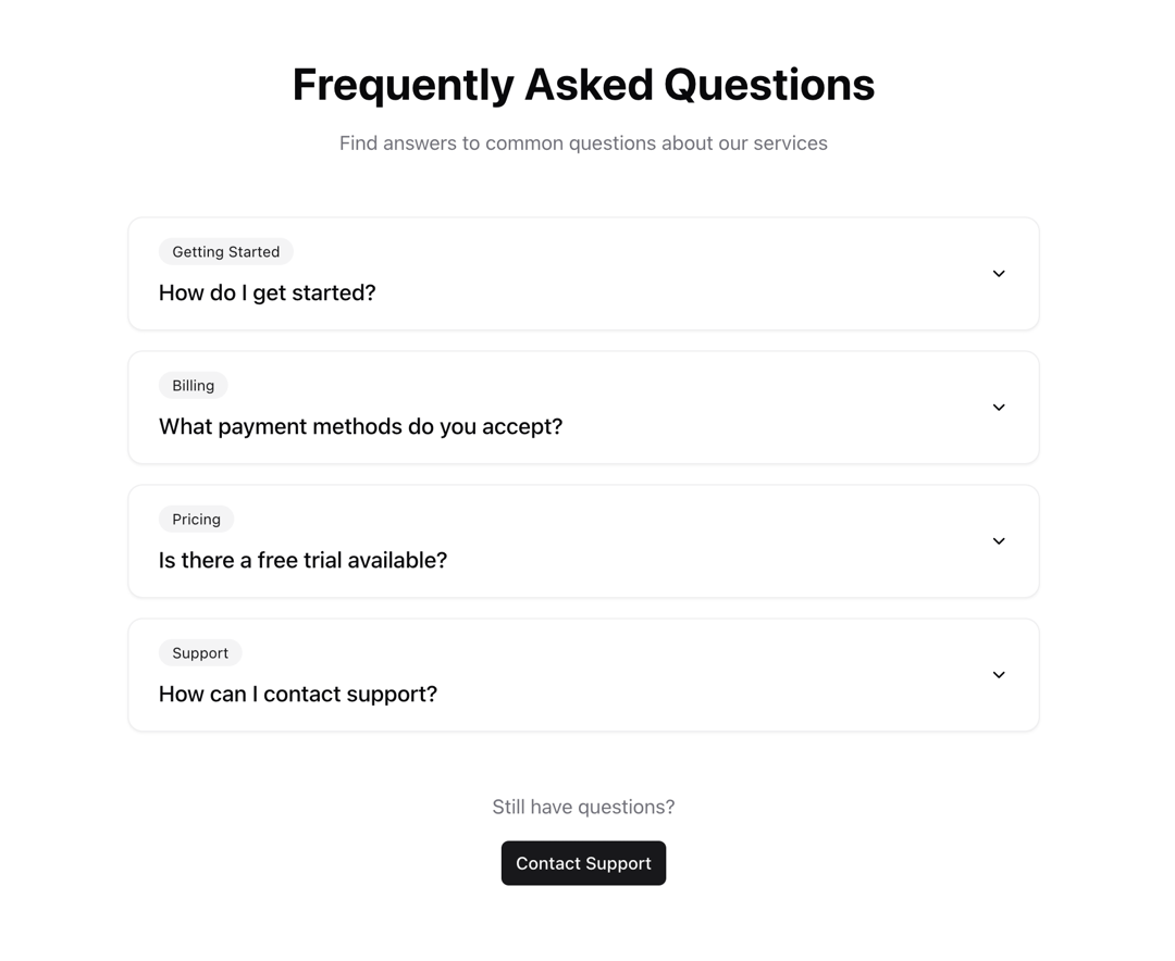 FAQ with Categories preview